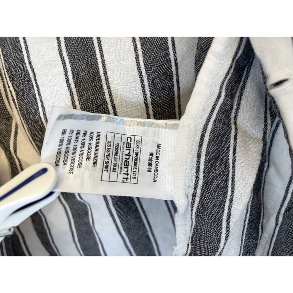 Carhartt Shirt Women's Extra Small Loose Fit Short Sleeve Button Up Stripe - Picture 4 of 4